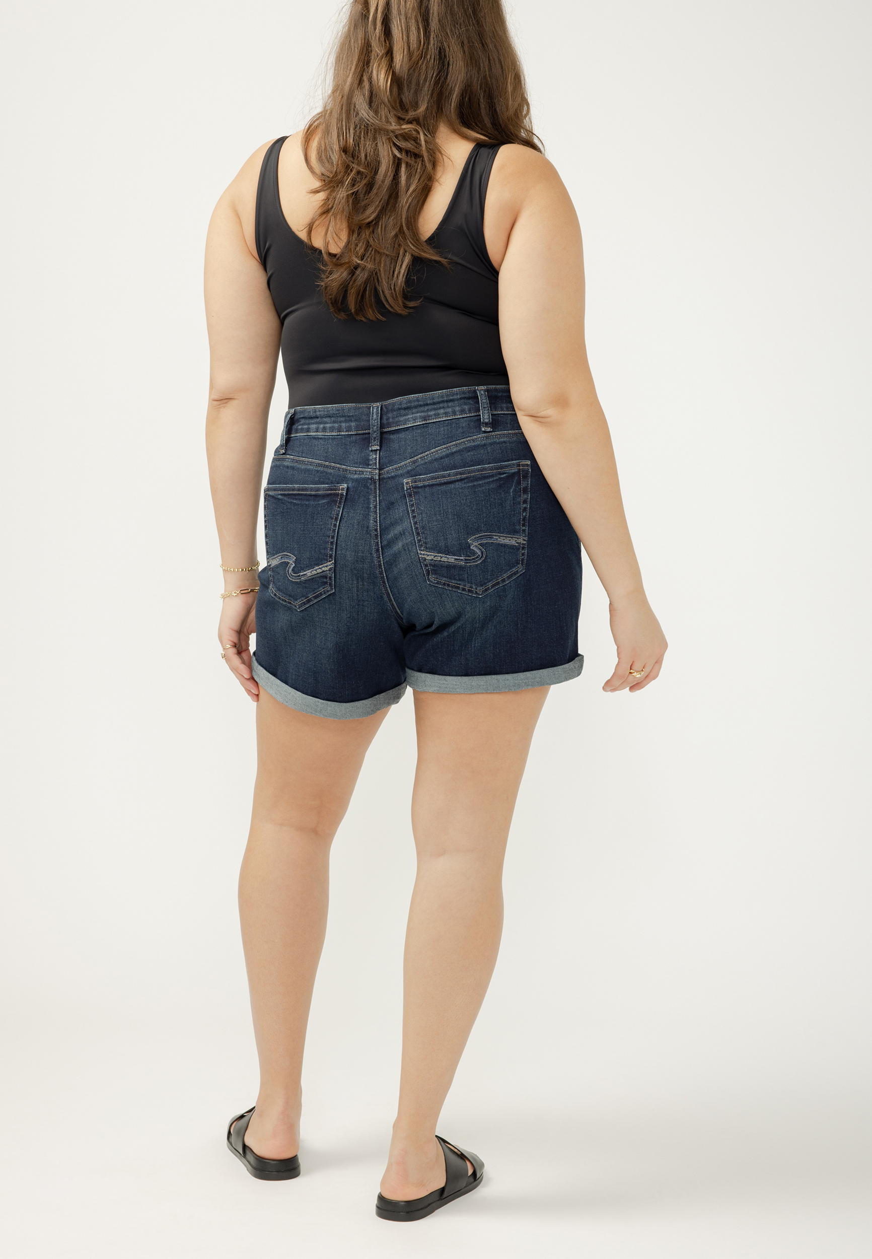 Plus Size Silver Jeans Co.&reg; Mid Rise Luxe Stretch Rolled Hem 6in Boyfriend Short, C258, large