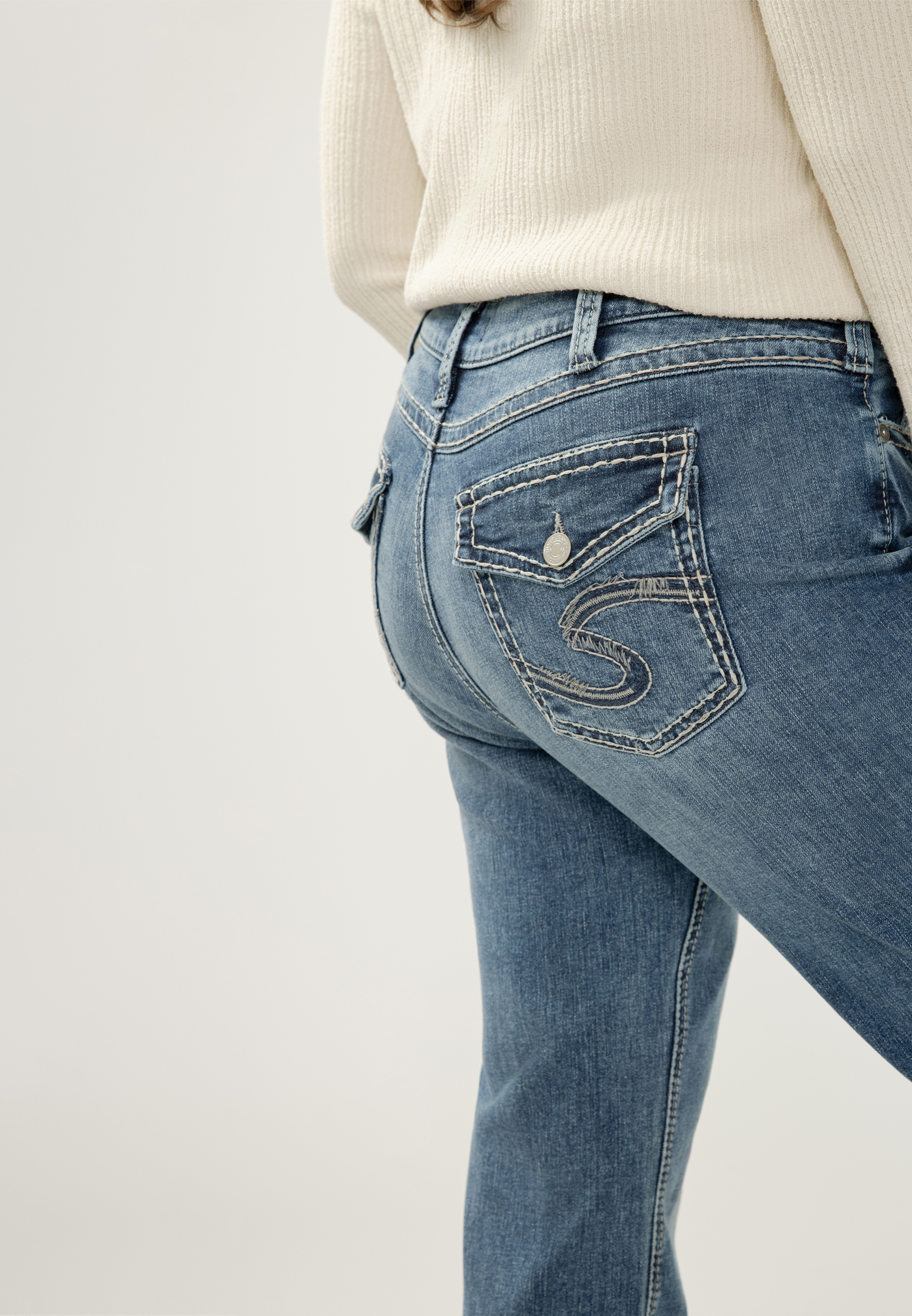 Plus Size Silver Jeans Co.&reg; Suki Curvy Mid Rise Thick Stitch Bootcut Jean, C3337, large