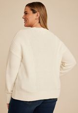 Plus Size Mixed Stitch Button Front Cardigan, C8232, small