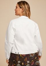 Plus Size White Denim Jacket, C223, small