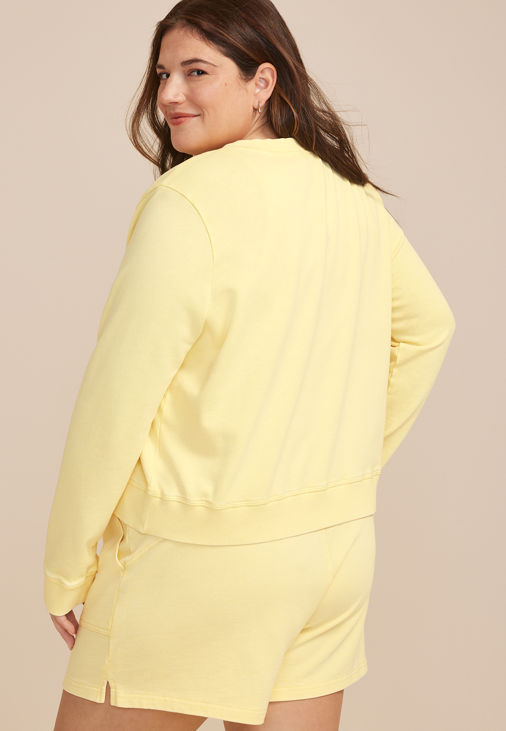 Plus Size Washed Terry Button Front Cardigan - thumbnail 6