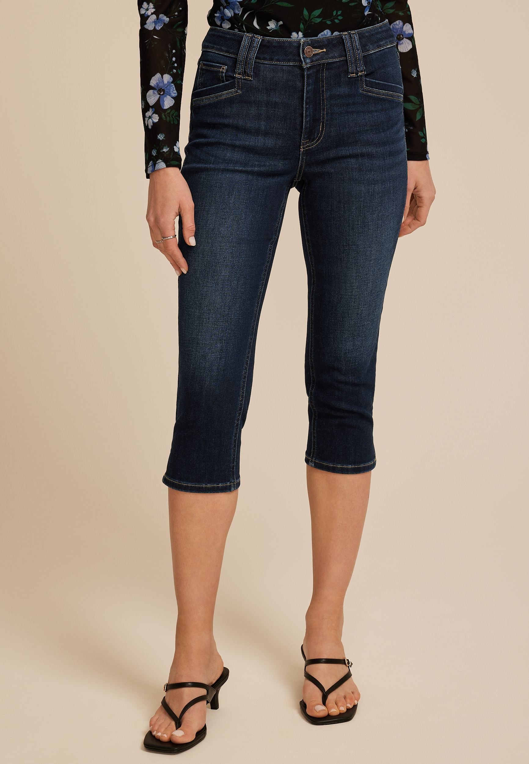 m jeans by maurices&trade; Cool Comfort High Rise Dark Angled Pocket Skinny Capri