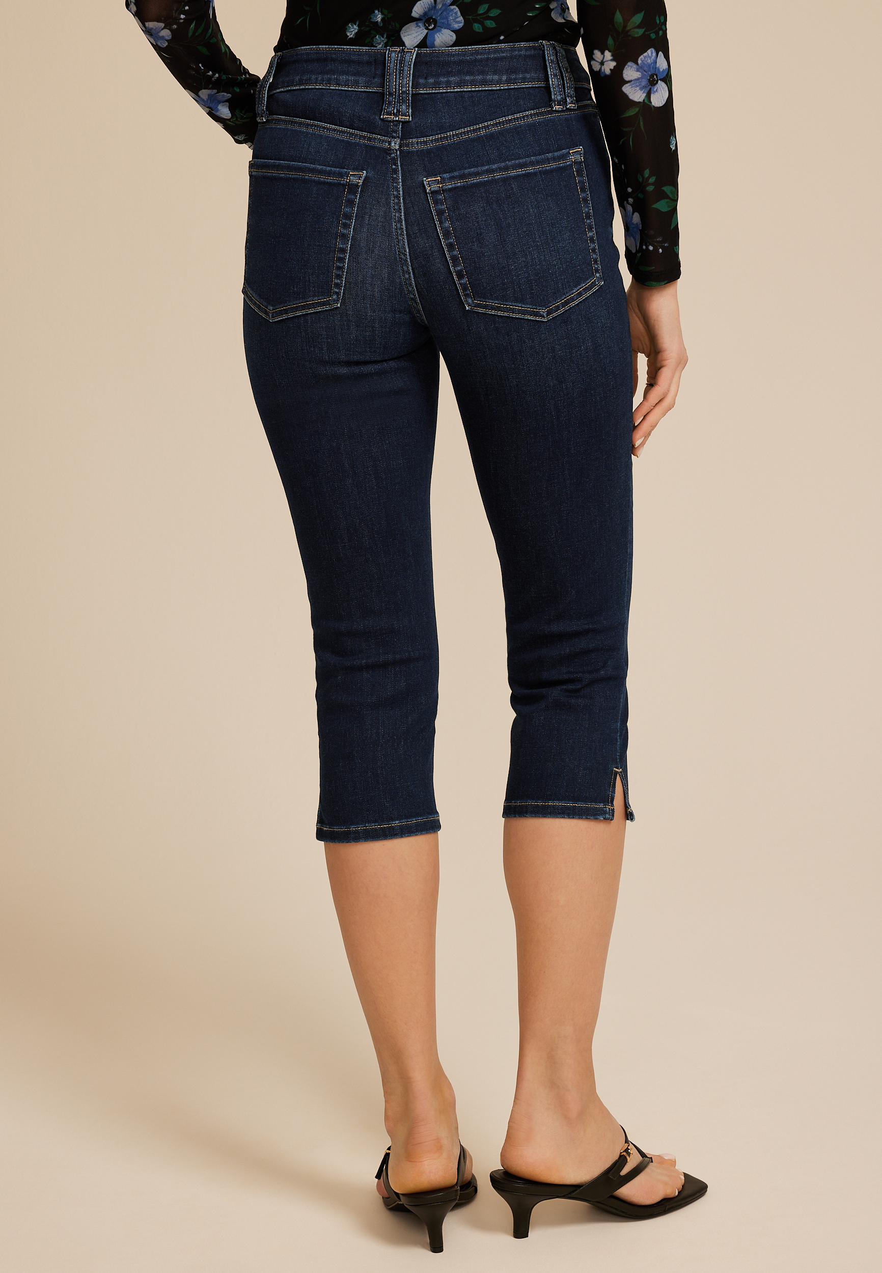m jeans by maurices™ Cool Comfort High Rise Dark Angled Pocket Skinny Capri