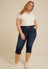 Plus Size m jeans by maurices&trade; Cool Comfort High Rise Dark Angled Pocket Skinny Capri, C258, small