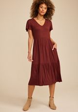24/7 Tulip Sleeve Midi Dress, C7108, small