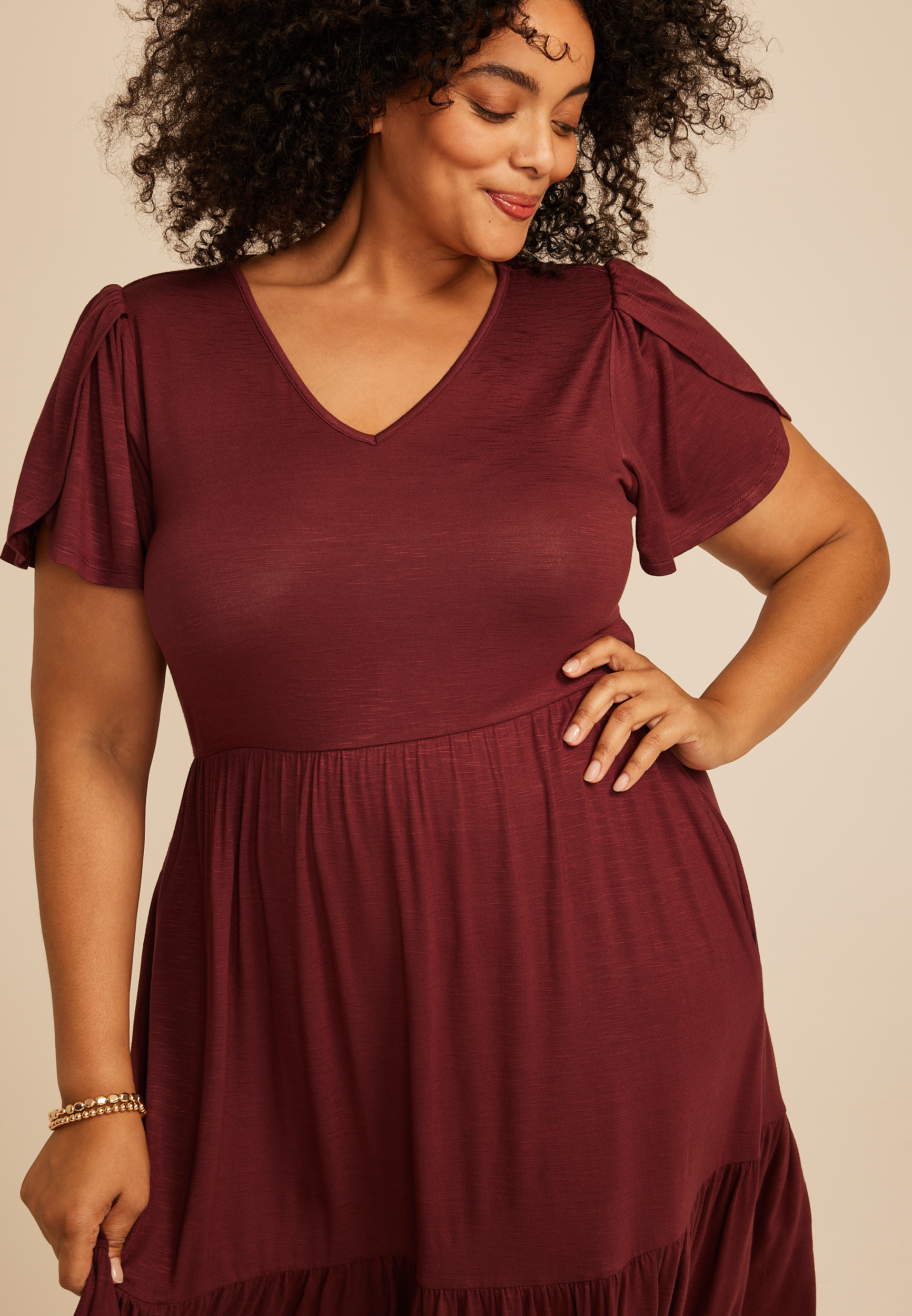Plus Size 24/7 Tulip Sleeve Midi Dress | maurices