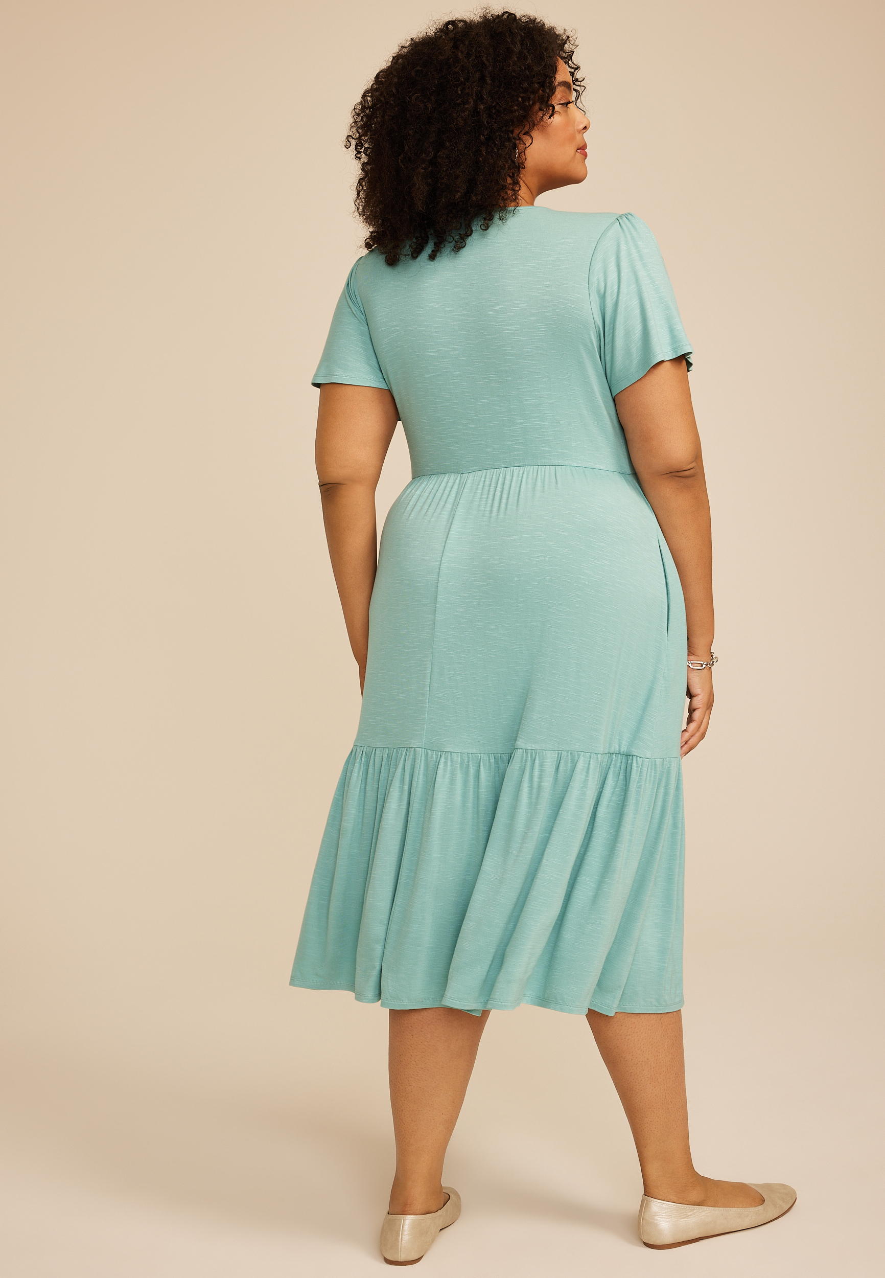 Plus Size 24/7 Tulip Sleeve Midi Dress - thumbnail 2