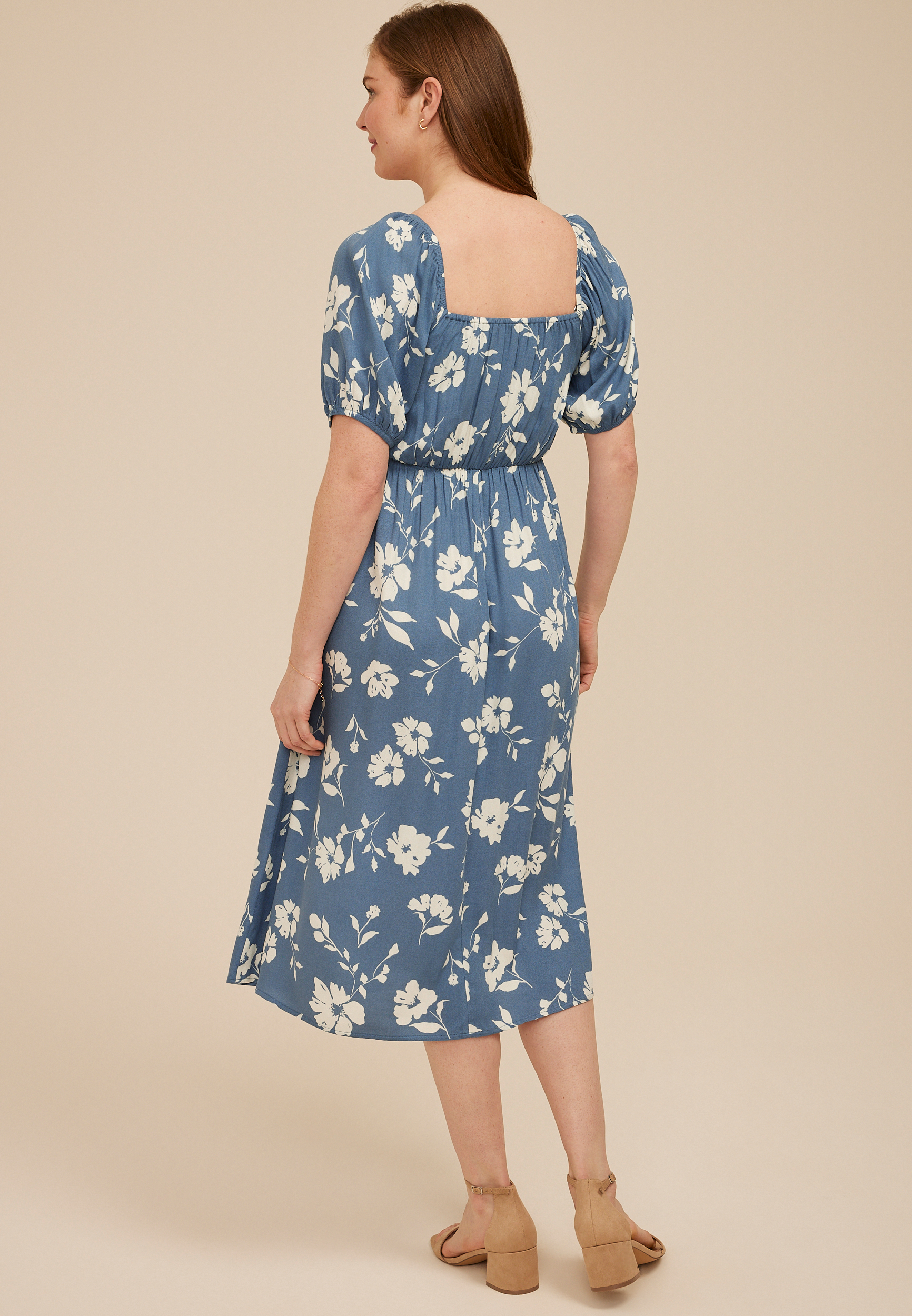 Floral Sweetheart Bubble Sleeve Dress | maurices