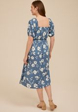 Floral Sweetheart Bubble Sleeve Dress, C9004, small