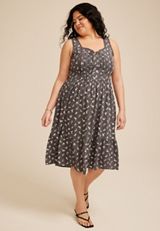 Plus Size Bare Sweetheart Midi Dress, GREY MOON COMBO, small