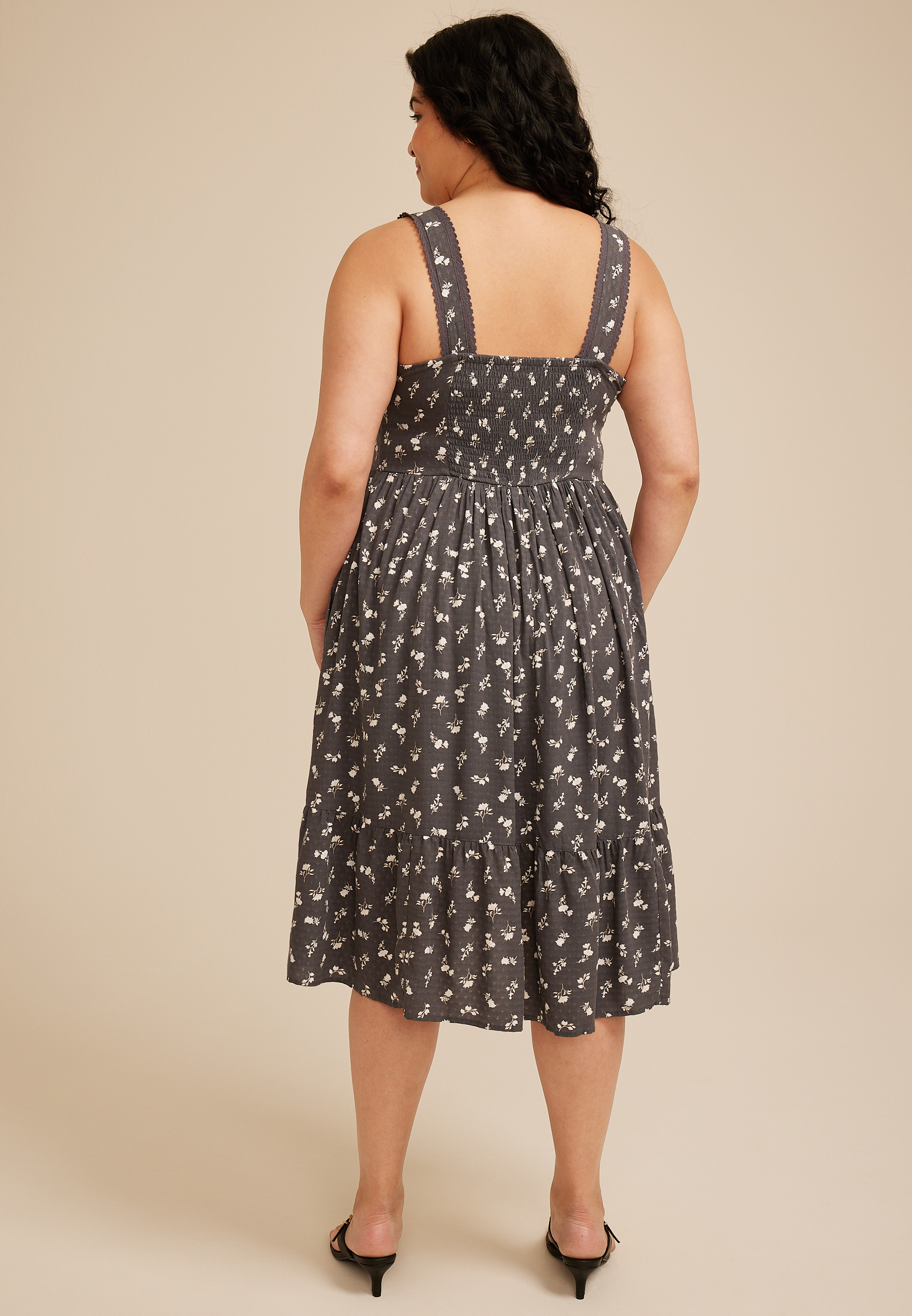 Plus Size Bare Sweetheart Midi Dress, GREY MOON COMBO, large