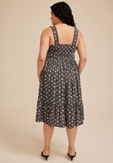 Plus Size Bare Sweetheart Midi Dress, GREY MOON COMBO, small