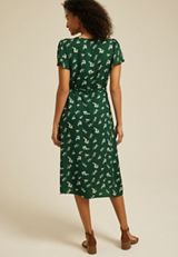 Green Floral Button Front Midi Dress, C9535, small