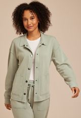 Washed Terry Snap Button Shacket, C7225, small