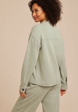 Washed Terry Snap Button Shacket, C7225, small