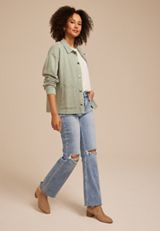 Washed Terry Snap Button Shacket, C7225, small