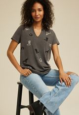 Embroidered Western Icon Classic Fit Graphic Tee, C125, small