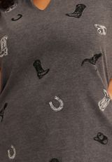 Plus Size Embroidered Western Icon Classic Fit Graphic Tee, C125, small
