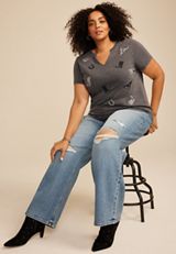 Plus Size Embroidered Western Icon Classic Fit Graphic Tee, C125, small