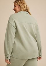 Plus Size Washed Terry Snap Button Shacket, C7225, small