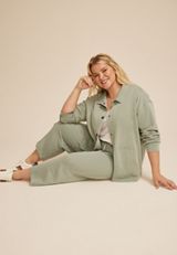 Plus Size Washed Terry Snap Button Shacket, C7225, small