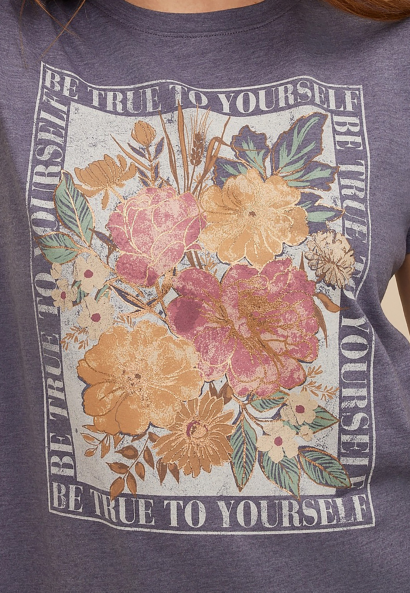 Floral Be True To Yourself Classic Fit Graphic Tee, C3462, large