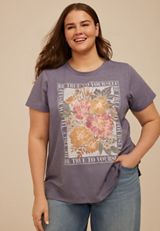 Plus Size Floral Be True To Yourself Classic Fit Graphic Tee, C3462, small