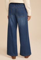 Dark Mid Rise Soft Utility Wide Leg Jean, C258, small