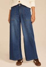 Dark Mid Rise Soft Utility Wide Leg Jean, C258, small