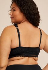 Vintage Lace Plunge Neck Floral Lace Bralette, C106, small