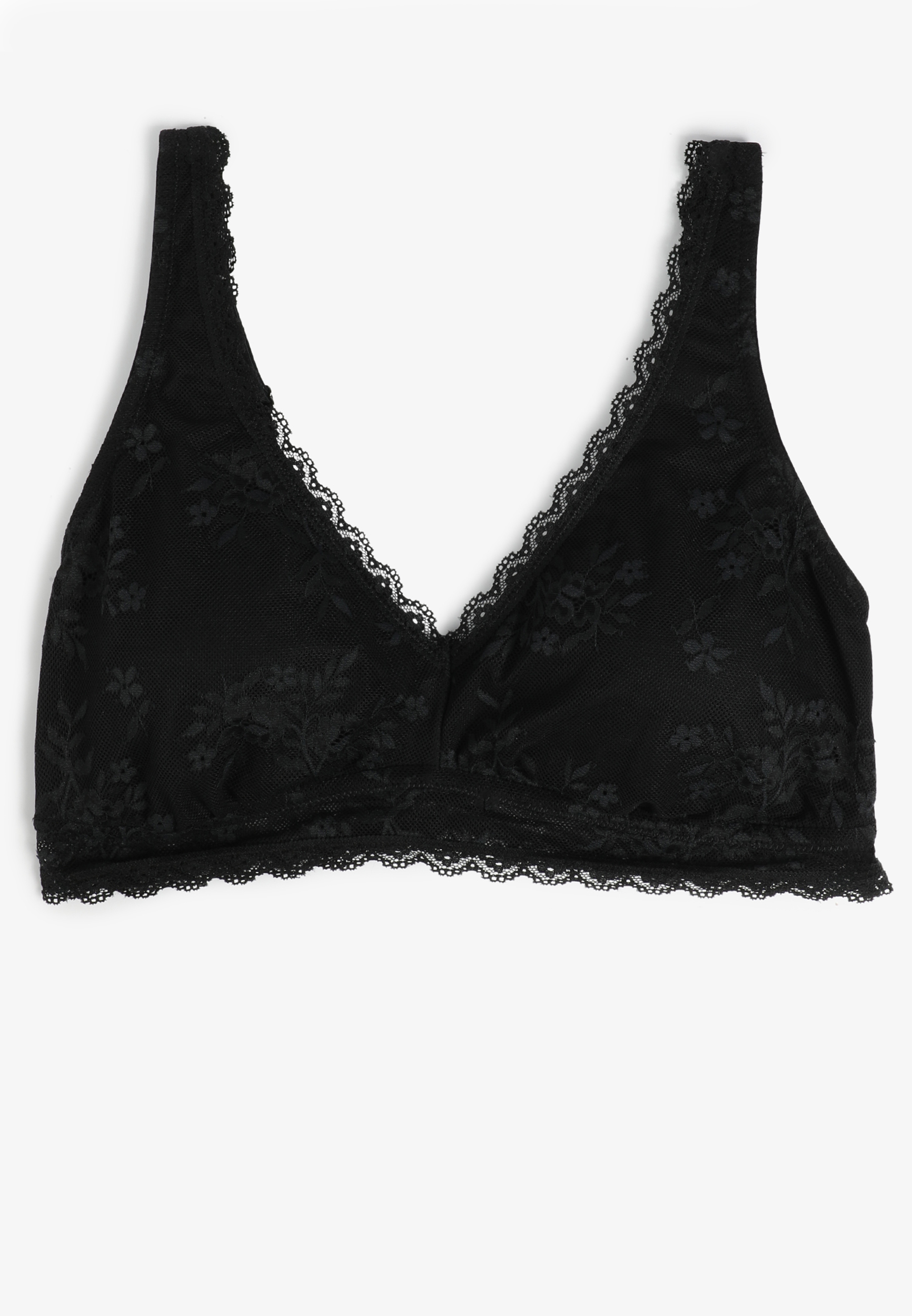 Vintage Lace Plunge Neck Floral Lace Bralette, C106, large