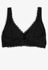Vintage Lace Plunge Neck Floral Lace Bralette, C106, small