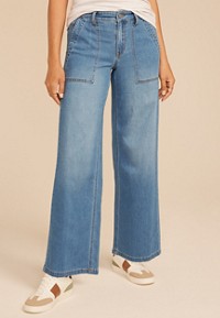 m jeans by maurices™ Dark Mid Rise Soft Utility Wide Leg Jean