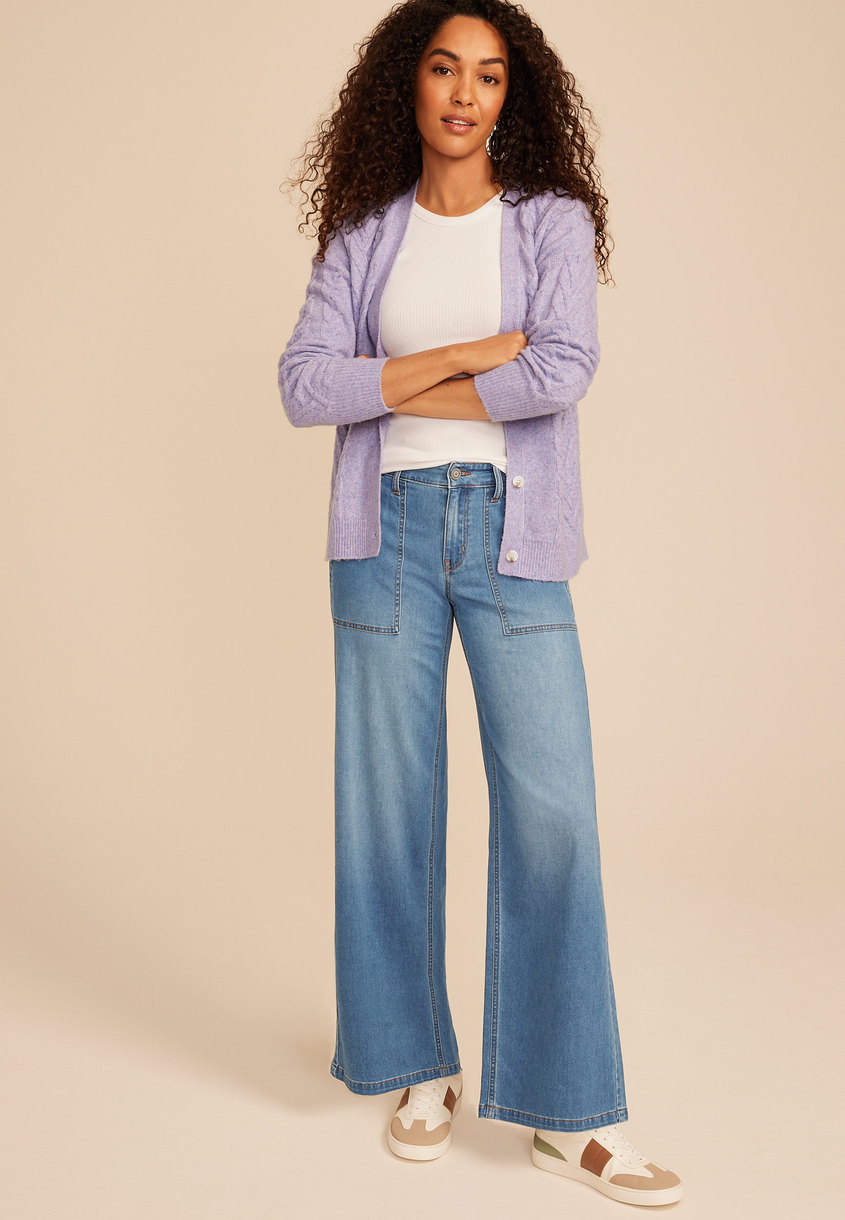 Medium Mid Rise Soft Utility Wide Leg Jean, C3337, large