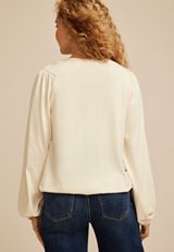 Floral Embroidered Long Sleeve Blouse, C8232, small