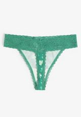Simply Comfy Cotton Shamrock Print Thong Panty, SHADY GLADE COMBO, small