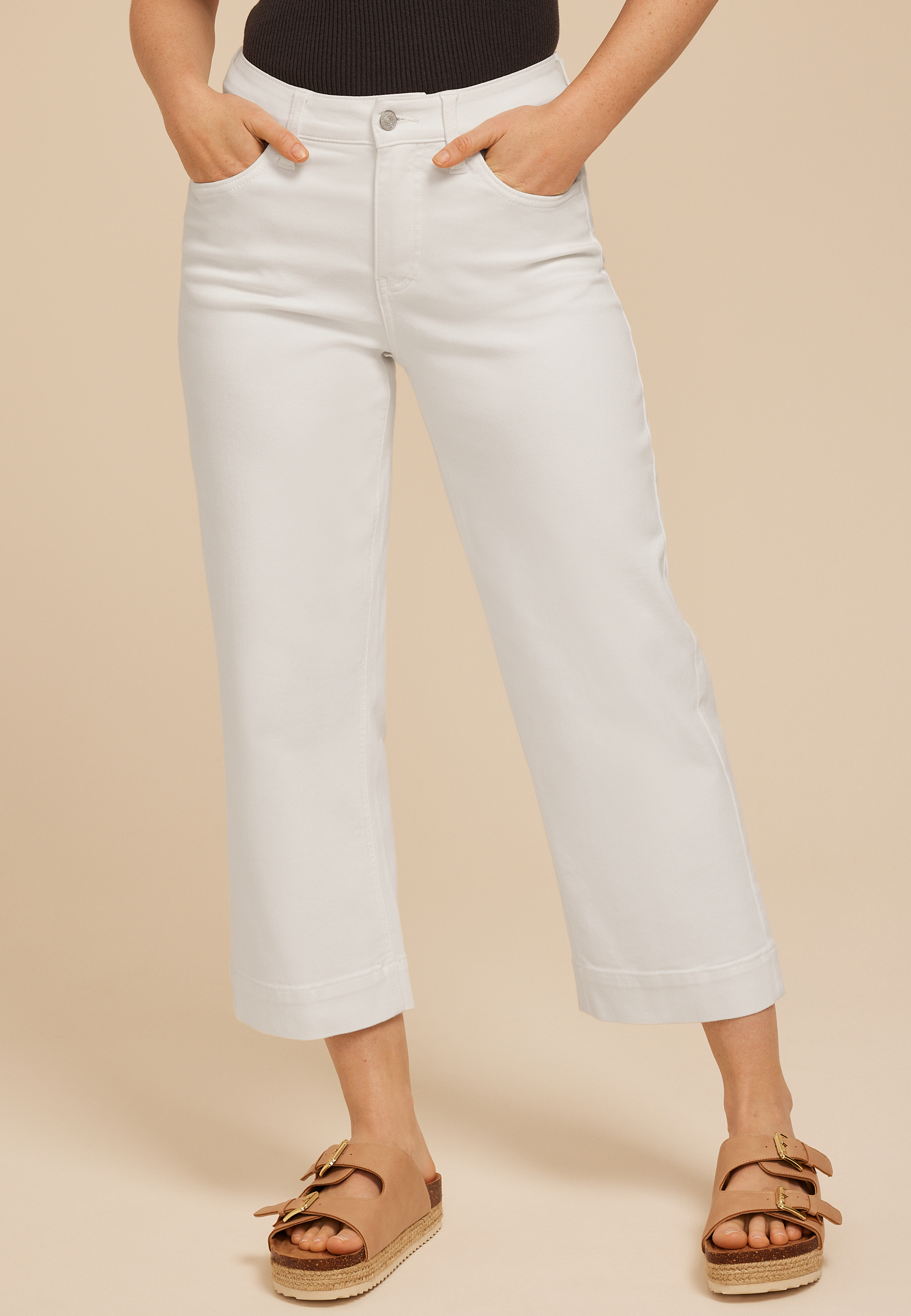 m jeans by maurices&trade; White High Rise Wide Leg Cropped Jean