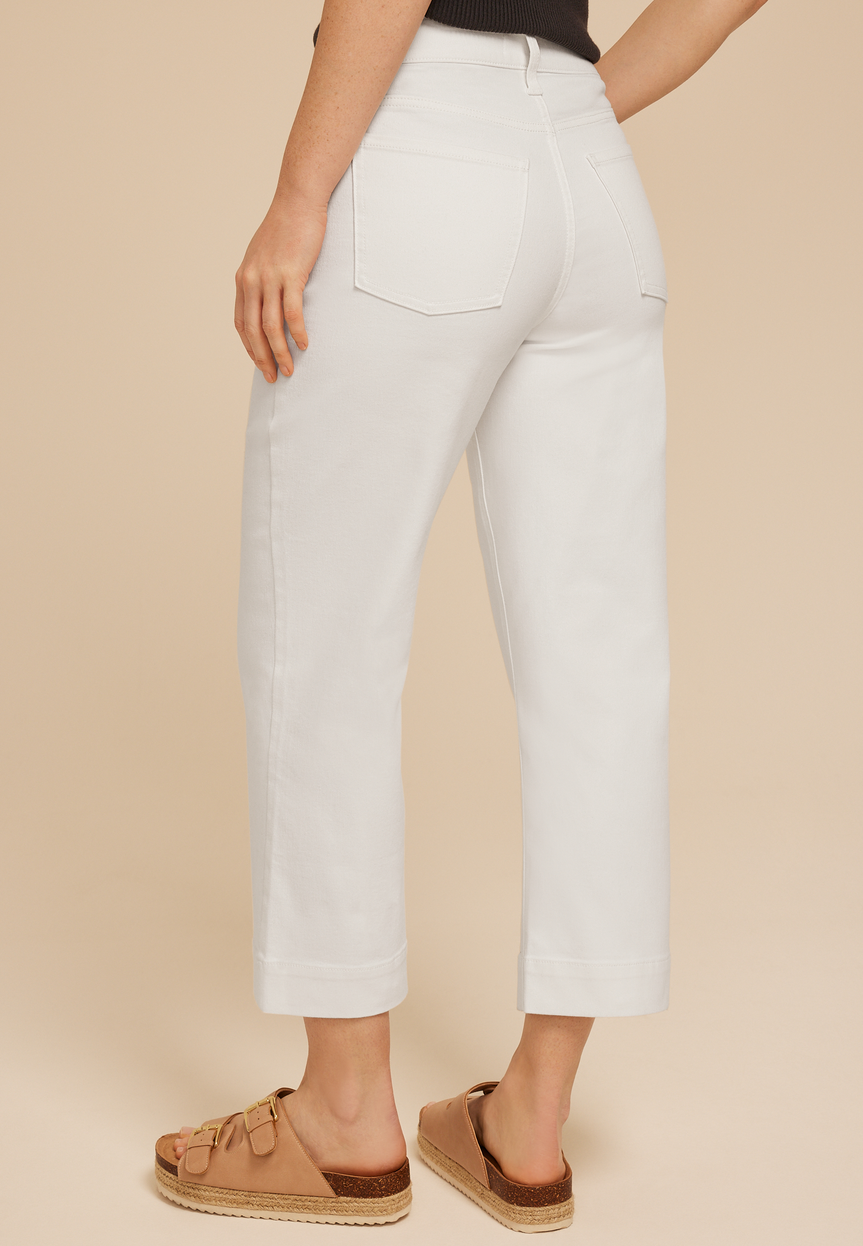 m jeans by maurices&trade; White High Rise Wide Leg Cropped Jean, C223, large