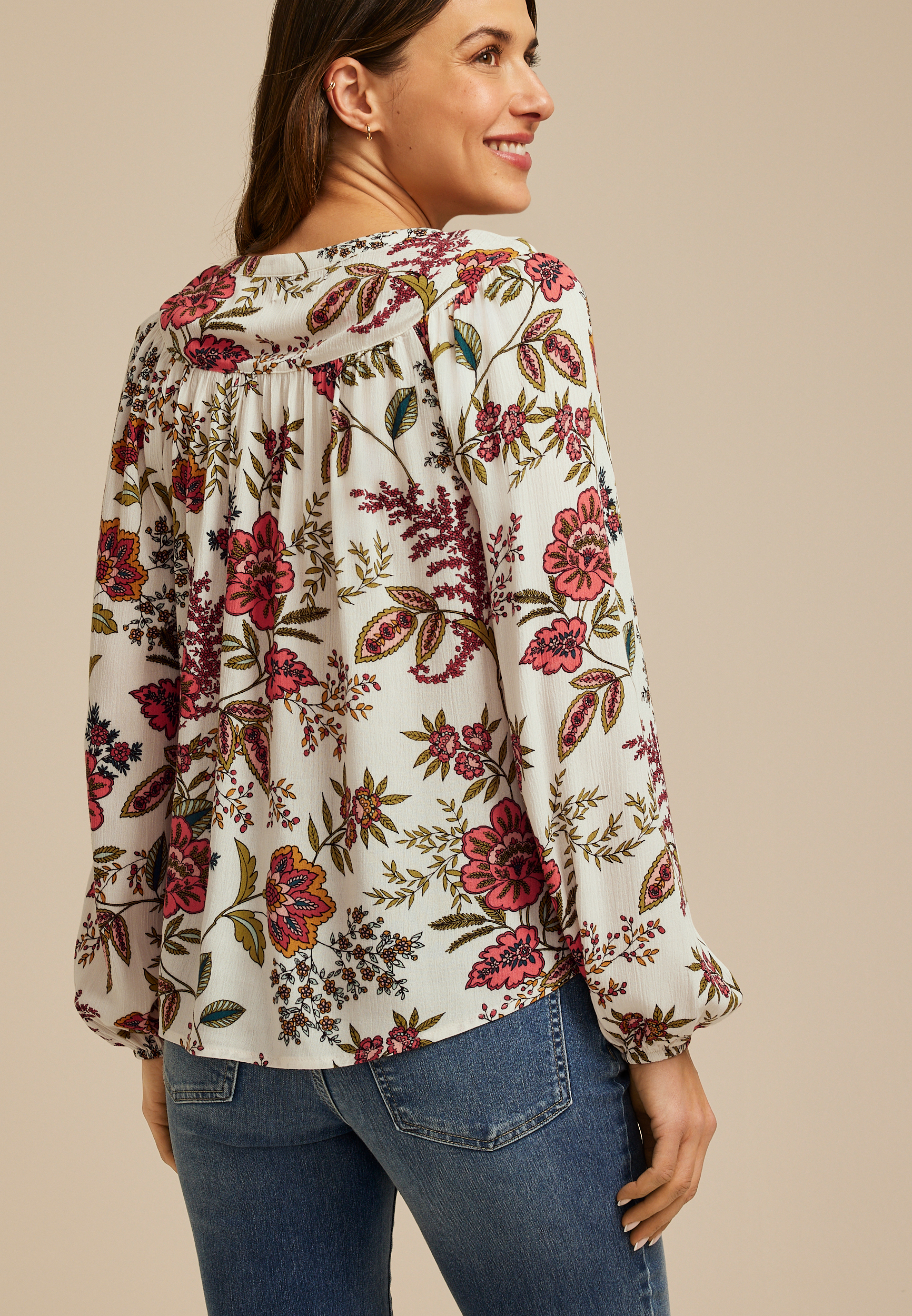 Floral Peasant Blouse, C1524, large