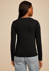 Studio Y Square Neck Long Sleeve Top, BLACK, small