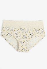 Simply Comfy Cotton Snoopy Print Boybrief Panty, LIGHT OATMEAL HEATHER, small