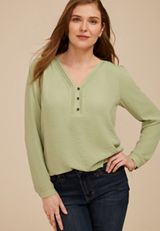 Pintuck Henley Blouse, C738, small
