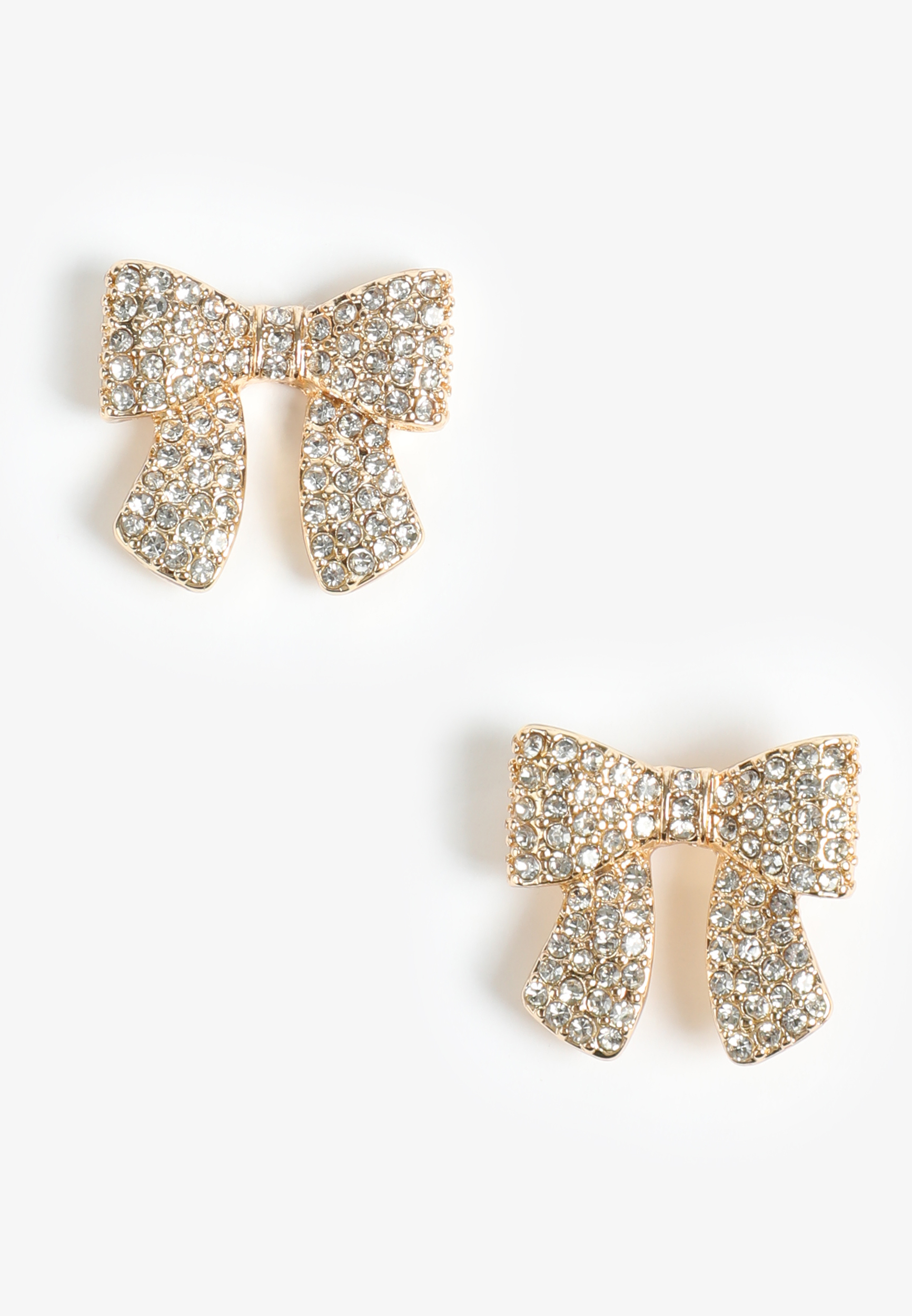 Rhinestone Bow Stud Earrings