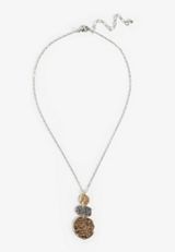 Mixed Metal Hammered Coin Pendant Layered Necklace, MIXED BERRY, small