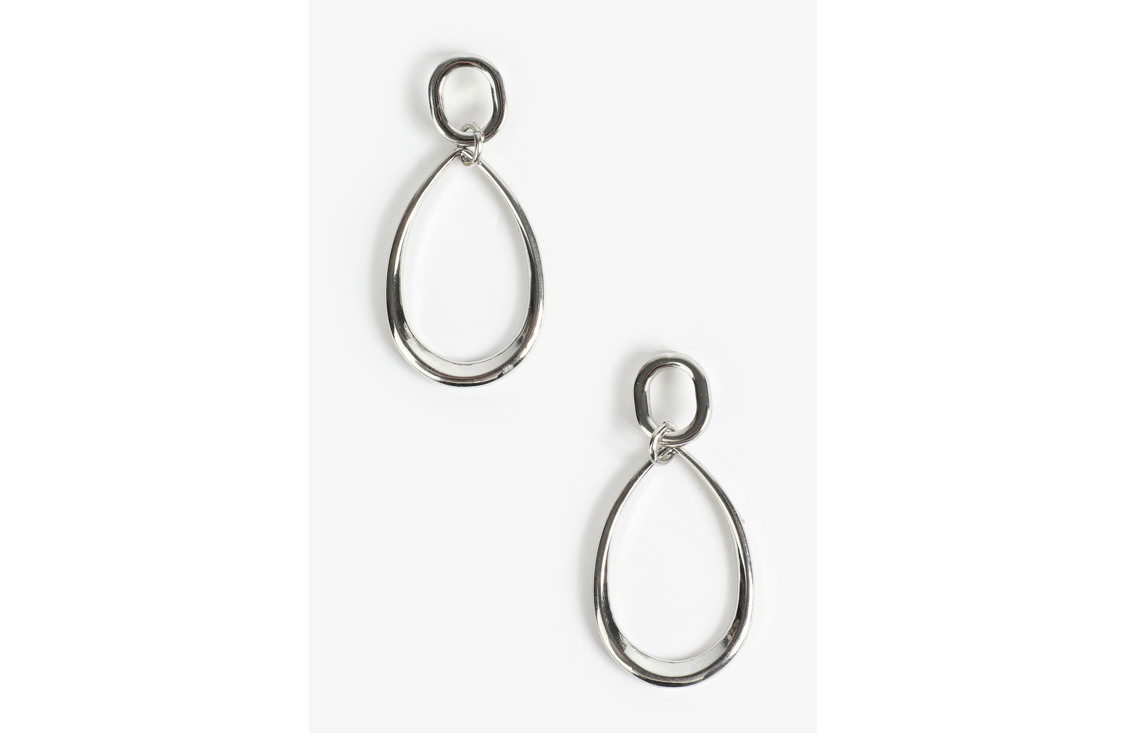 Silver Open Circle Teardrop Earrings