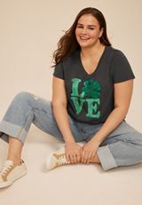 Plus Size Clover Love Classic Fit Graphic Tee, C125, small