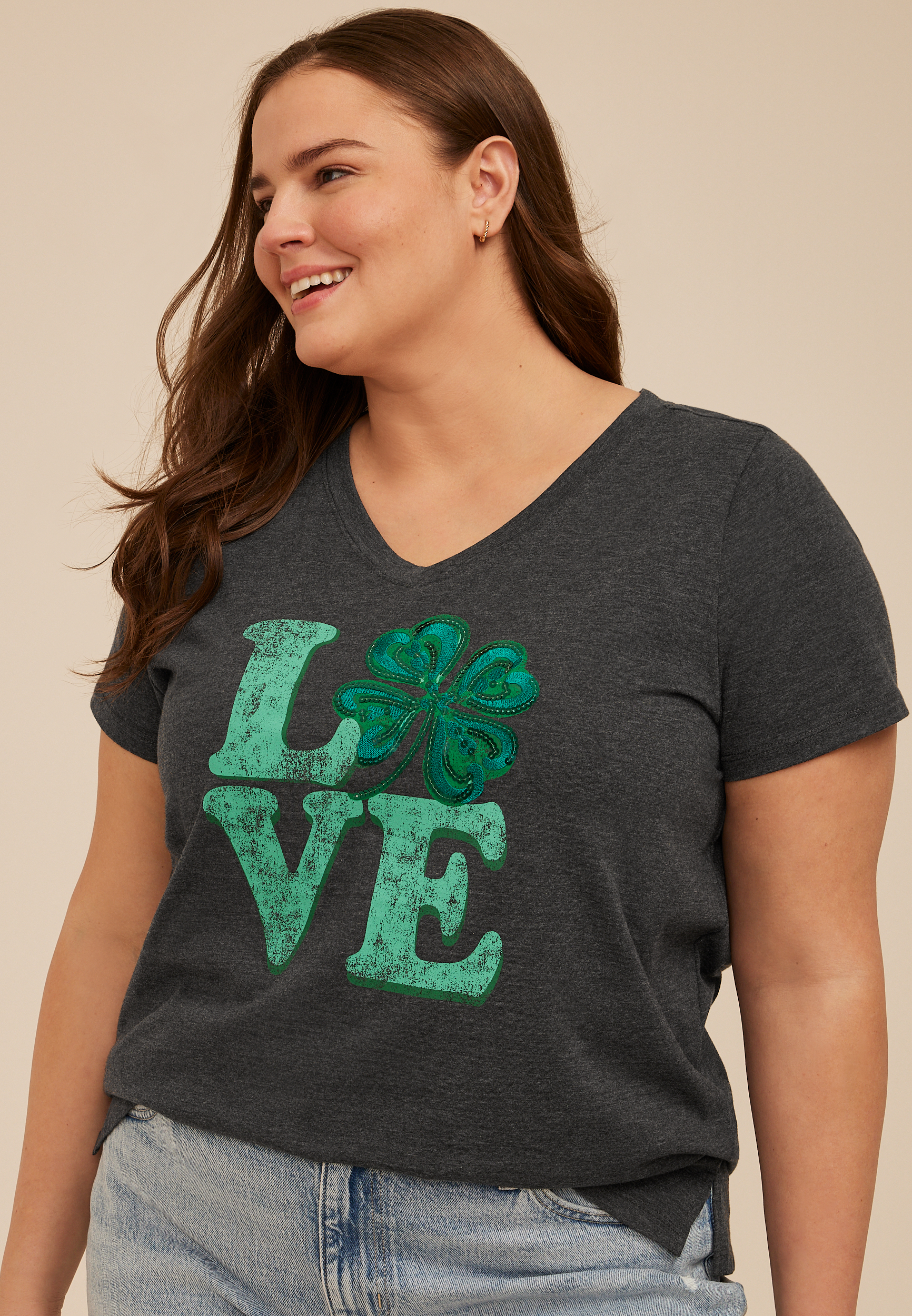 Plus Size Clover Love Classic Fit Graphic Tee, C125, large