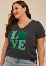 Plus Size Clover Love Classic Fit Graphic Tee, C125, small
