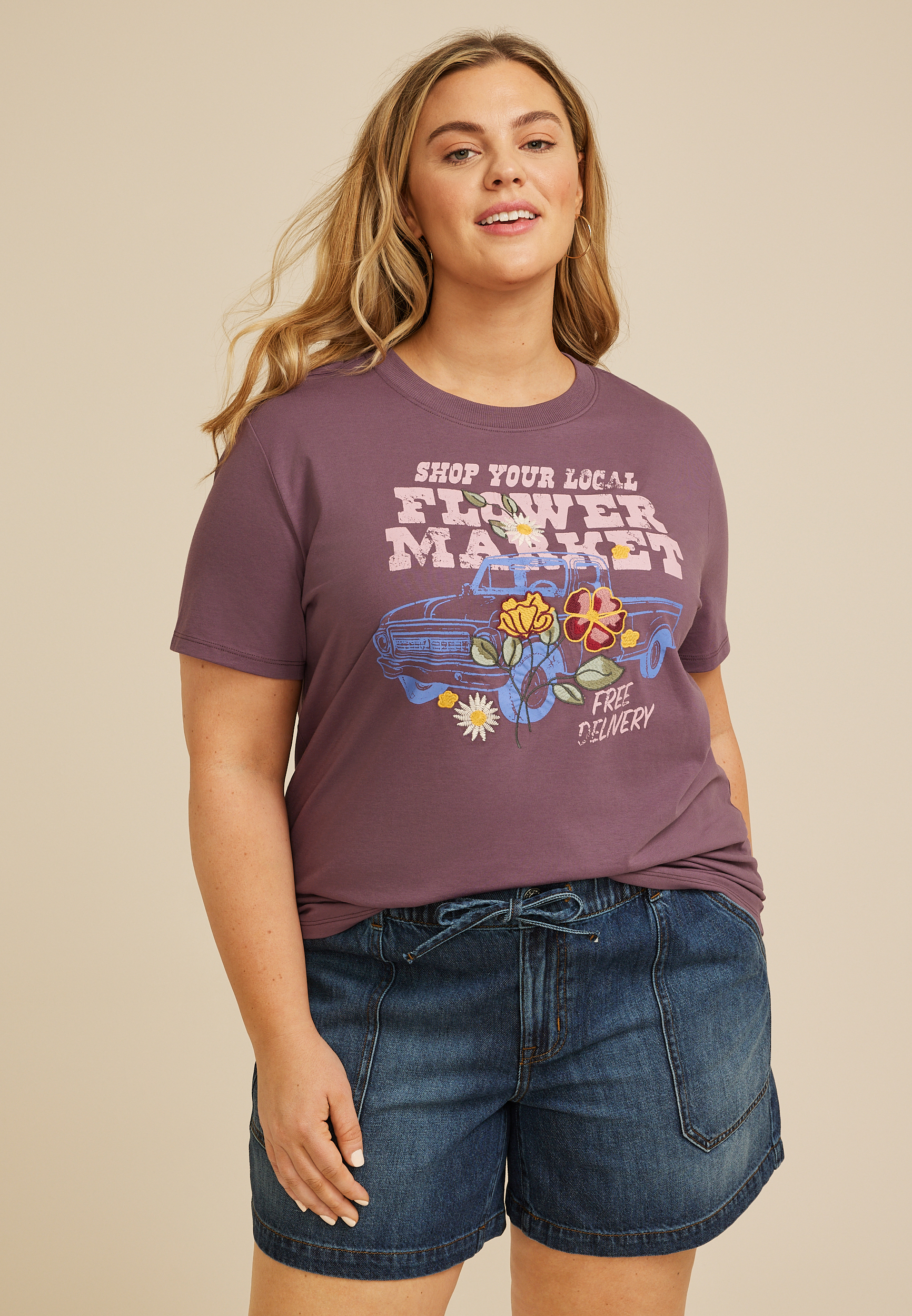 Plus Size Flower Market Classic Fit Graphic Tee