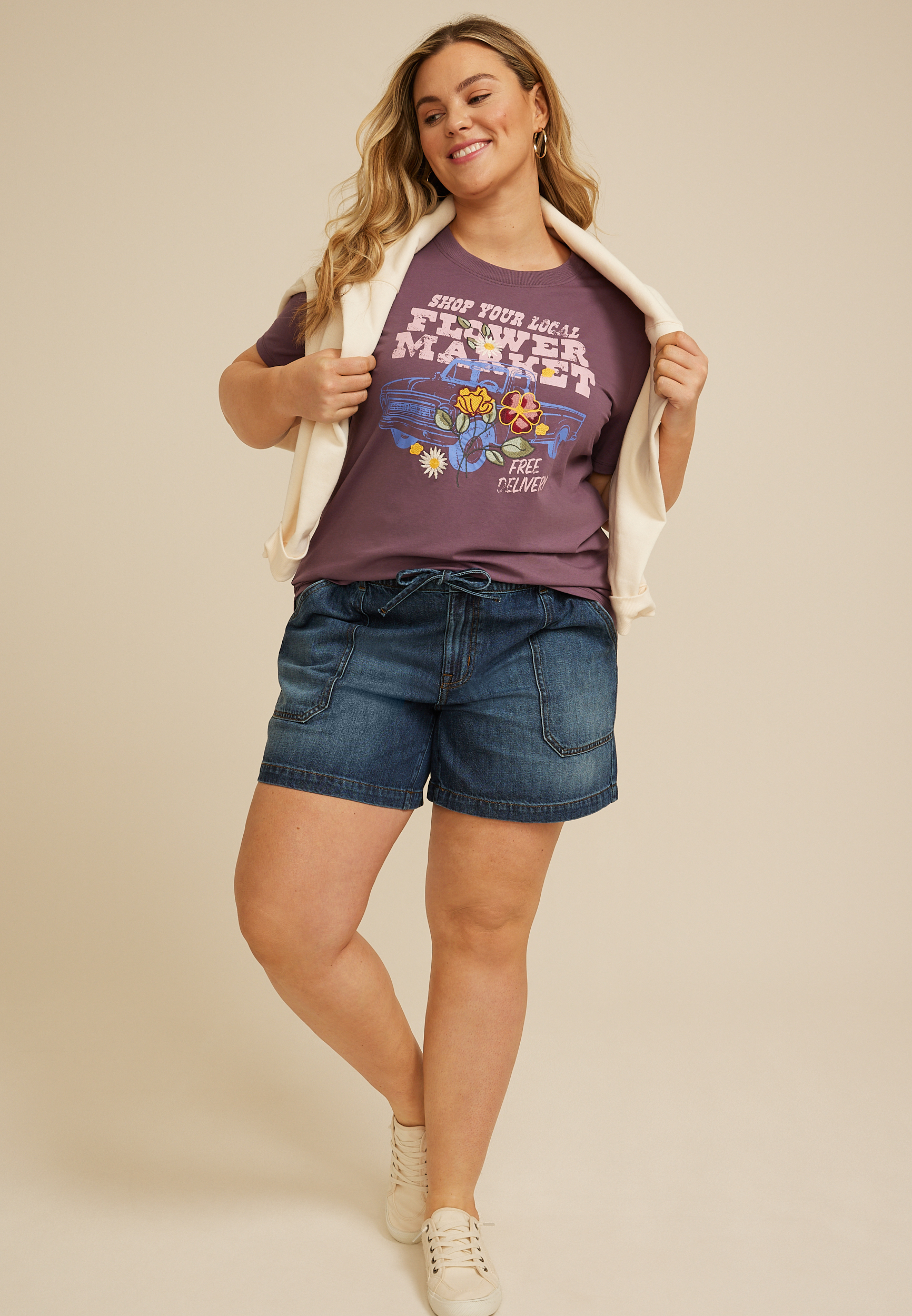 Plus Size Flower Market Classic Fit Graphic Tee, C4424, large